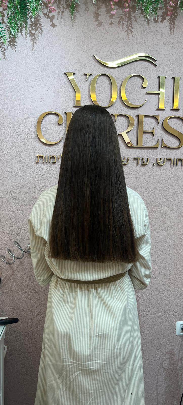 תוצאה מעבודת החלקת שיער אורגנית - חנה חורש, שיער חלק ומבריק