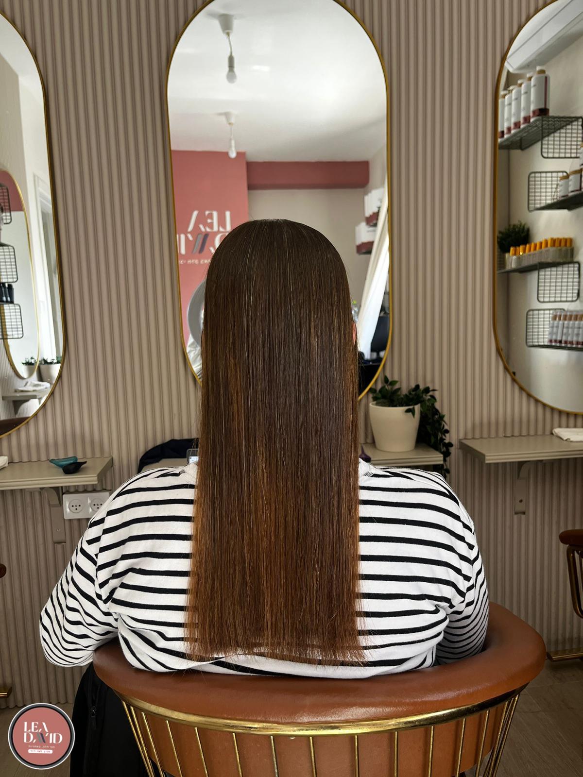 תוצאה מעבודת החלקת שיער אורגנית - חנה חורש, שיער חלק ומבריק